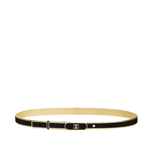 Goatskin/Lambskin/Metal Leather Woman Belt - Black/Golden