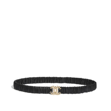 Lambskin/Metal/Strass Leather Woman Belt - Bck/Goldn/Crystal
