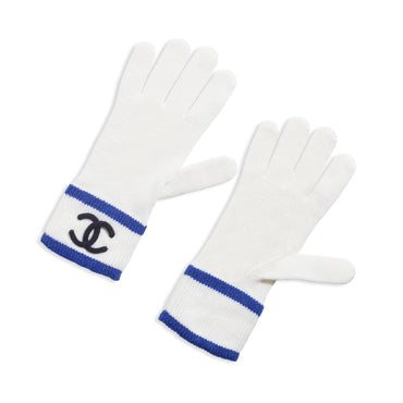 Cashmere/Polyamide Gloves - Whi/Blue/Drk Navy
