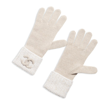 Cashmere Gloves - Beige/White