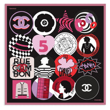 Silk Twill Square Scarf - Black/Red/Dk Pink