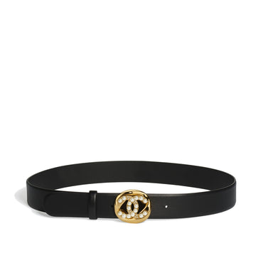 Calf/Metal/Glass/Strass Leather Woman Belt - Bck/Gldn/P Wh/Cry