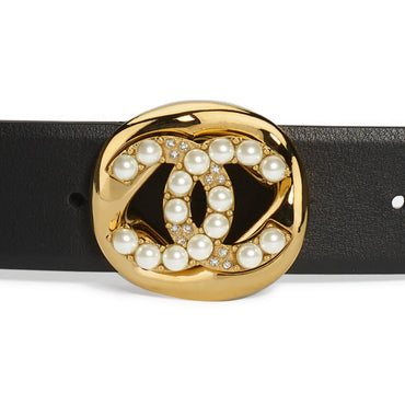 Calf/Metal/Glass/Strass Leather Woman Belt - Bck/Gldn/P Wh/Cry
