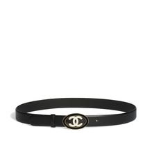 Calfskin/Metal/Resin Leather Woman Belt - Black/Goldn/White