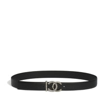 Calfskin/Metal/Strass Leather Woman Belt - Black/Silvry/Crys