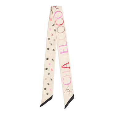 Silk Twill Slim Bandeau - Beige/Black