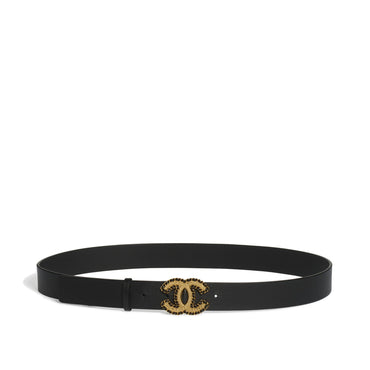 Calfskin/Metal/Lambskin Leather Woman Belt - Black/Golden