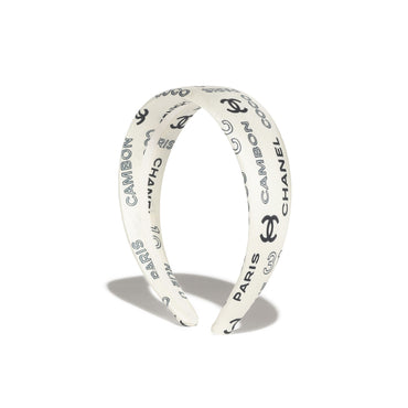 Silk Twill Headband - Ecru/Black