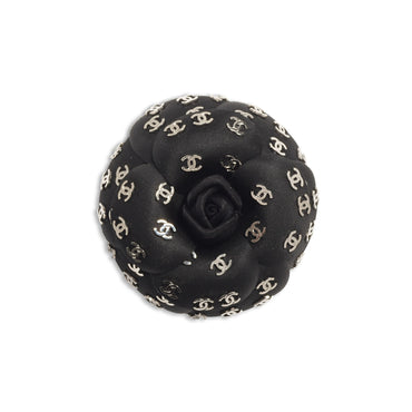 Satin/Metal Brooch - Black/Silvery