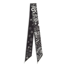 Silk Twill Slim Bandeau - Black/White