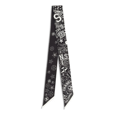 Silk Twill Slim Bandeau - Black/White