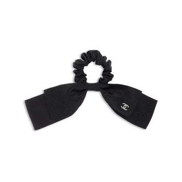 Silk Jacquard Scrunchie - Black