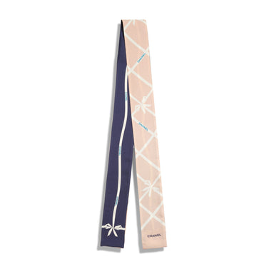 Silk Twill Slim Bandeau - Light Orange/Navy