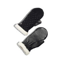 Viscose/Lambskin Mittens - Black