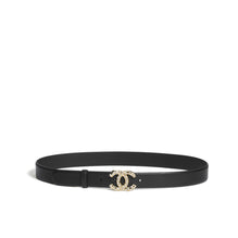 Calfskin/Metal/Strass Leather Woman Belt - Black/Golden/Crys