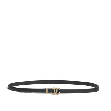Calfskin/Metal Leather Woman Belt - Black/Golden