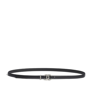 Calfskin/Metal Leather Woman Belt - Black/Silvery
