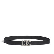 Calfskin/Metal Leather Woman Belt - Black/Silvery