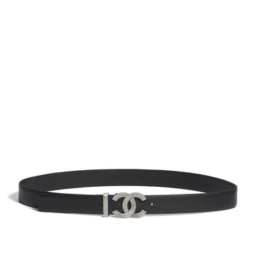 Calfskin/Metal Leather Woman Belt - Black/Silvery