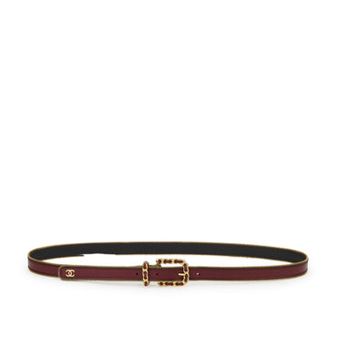Lambskin/Metal Leather Woman Belt - Burg/Golden/Black