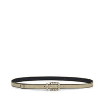 Lambskin/Metal Leather Woman Belt - Beige/Silvery/Black