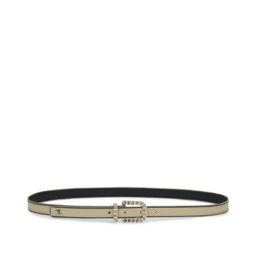 Lambskin/Metal Leather Woman Belt - Beige/Silvery/Black