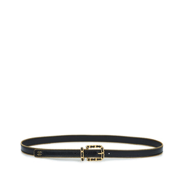 Lambskin/Metal Leather Woman Belt - Black/Golden
