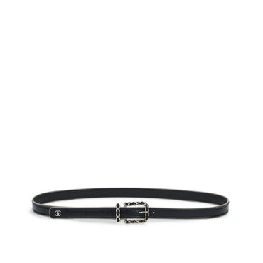 Lambskin/Metal Leather Woman Belt - Black/Silvery