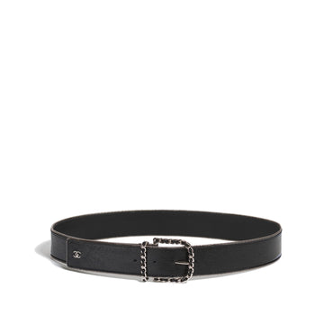 Calfskin/Metal Leather Woman Belt - Black/Golden