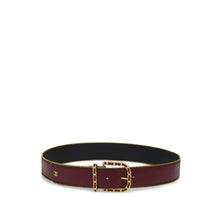 Lambskin/Metal Leather Woman Belt - Burg/Golden/Black