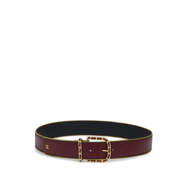 Lambskin/Metal Leather Woman Belt - Burg/Golden/Black