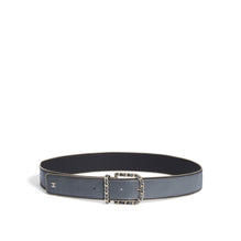Lambskin/Metal Leather Woman Belt - Grey/Silvery/Bck