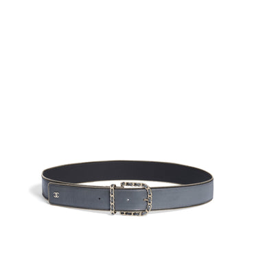 Lambskin/Metal Leather Woman Belt - Grey/Silvery/Bck