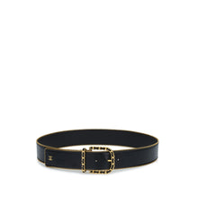Lambskin/Metal Leather Woman Belt - Black/Golden