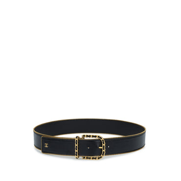 Lambskin/Metal Leather Woman Belt - Black/Golden