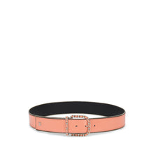 Lambskin/Metal Leather Woman Belt - Pink/Silvery/Black
