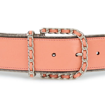 Lambskin/Metal Leather Woman Belt - Pink/Silvery/Black