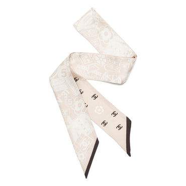 Silk Twill Slim Bandeau - Beige/Black
