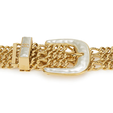 Metal/Resin Chain Belt - Golden/Pearly Whi