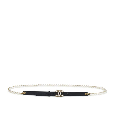 Calf/Glass/Metal/Resin Chain Belt - Bck/Ply Whi/Goldn