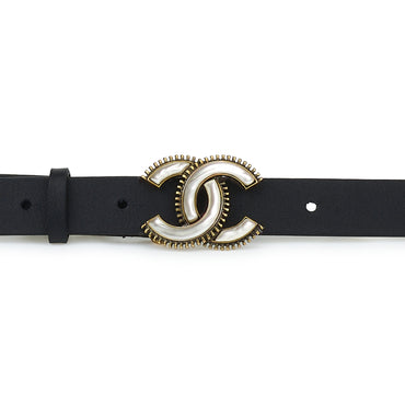 Calf/Glass/Metal/Resin Chain Belt - Bck/Ply Whi/Goldn