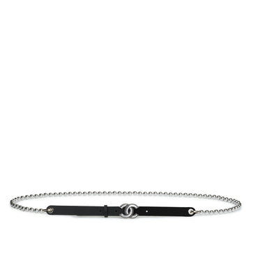 Calfskin/Glass/Metal/Res Chain Belt - Bck/P Grey/Silvry