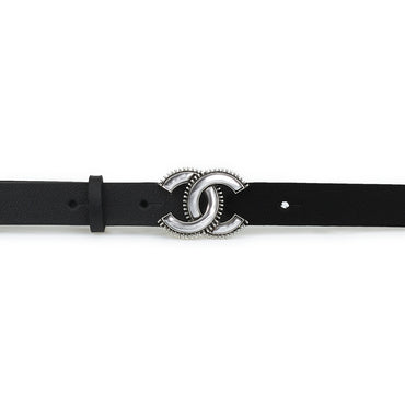 Calfskin/Glass/Metal/Res Chain Belt - Bck/P Grey/Silvry