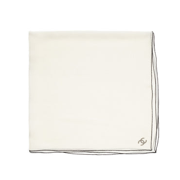 Silk Muslin Square Scarf - Ecru/Black