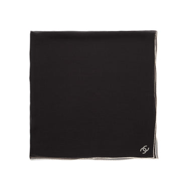 Silk Muslin Square Scarf - Black/Ecru