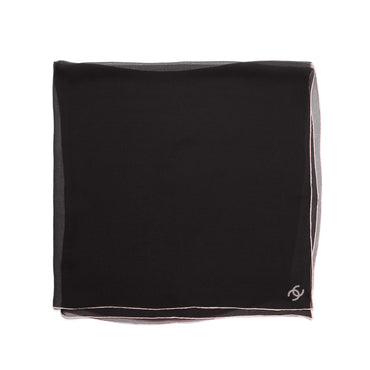 Silk Muslin Square Scarf - Black/Pink