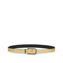 Lambskin/Calfskin/Metal Leather Woman Belt - Golden/Black
