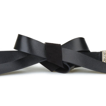 Lamb/Sue Goat/Met/Strass Chain Belt - Black/Golden/Crys