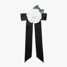 Cotton/Satin Hairclip - White/Black/Green