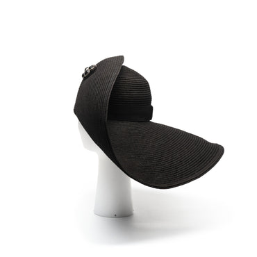 Fan Straw/Gg/Metal/Resin Wide-Brimmed Hat - Black/Silvery